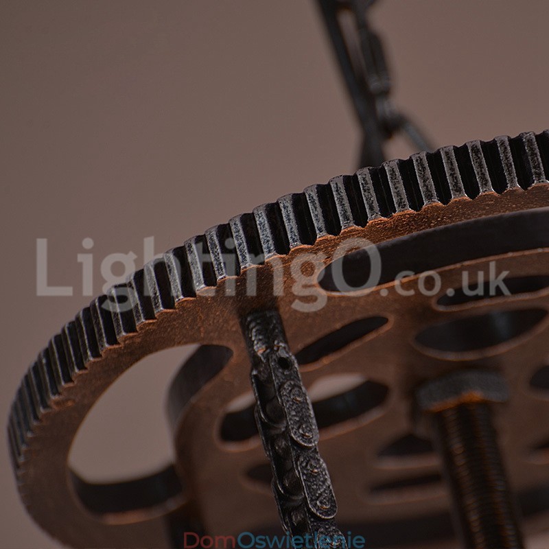Retro Iron Gear Wisząca lampa kawiarniana