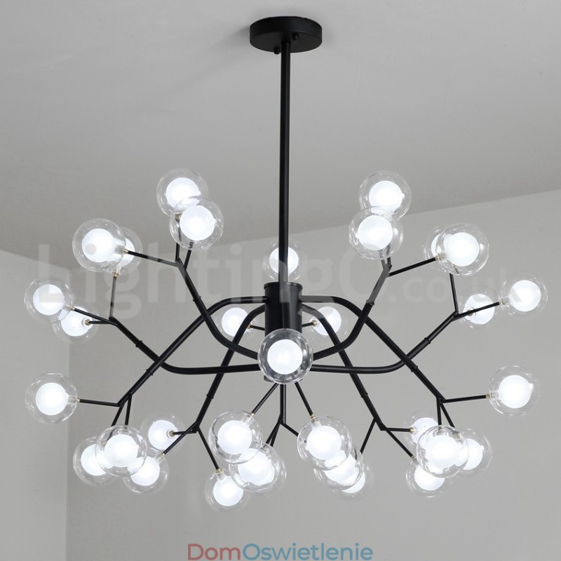 Żyrandol w stylu nordyckim Magic Bean, mały, przezroczysty, szklany żyrandol w kształcie kuli