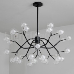 Żyrandol w stylu nordyckim Magic Bean, mały, przezroczysty, szklany żyrandol w kształcie kuli