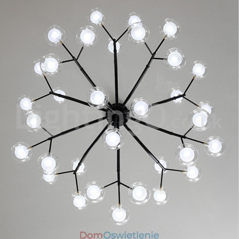 Żyrandol w stylu nordyckim Magic Bean, mały, przezroczysty, szklany żyrandol w kształcie kuli