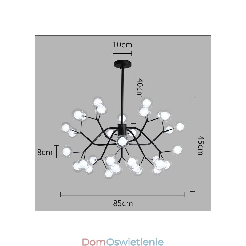 Żyrandol w stylu nordyckim Magic Bean, mały, przezroczysty, szklany żyrandol w kształcie kuli