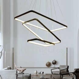 Ściemnialna lampa wisząca z pilotem zdalnego sterowania, nowoczesny design, trzy prostokąty
