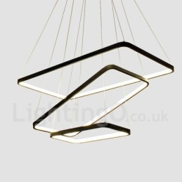 Ściemnialna lampa wisząca z pilotem zdalnego sterowania, nowoczesny design, trzy prostokąty