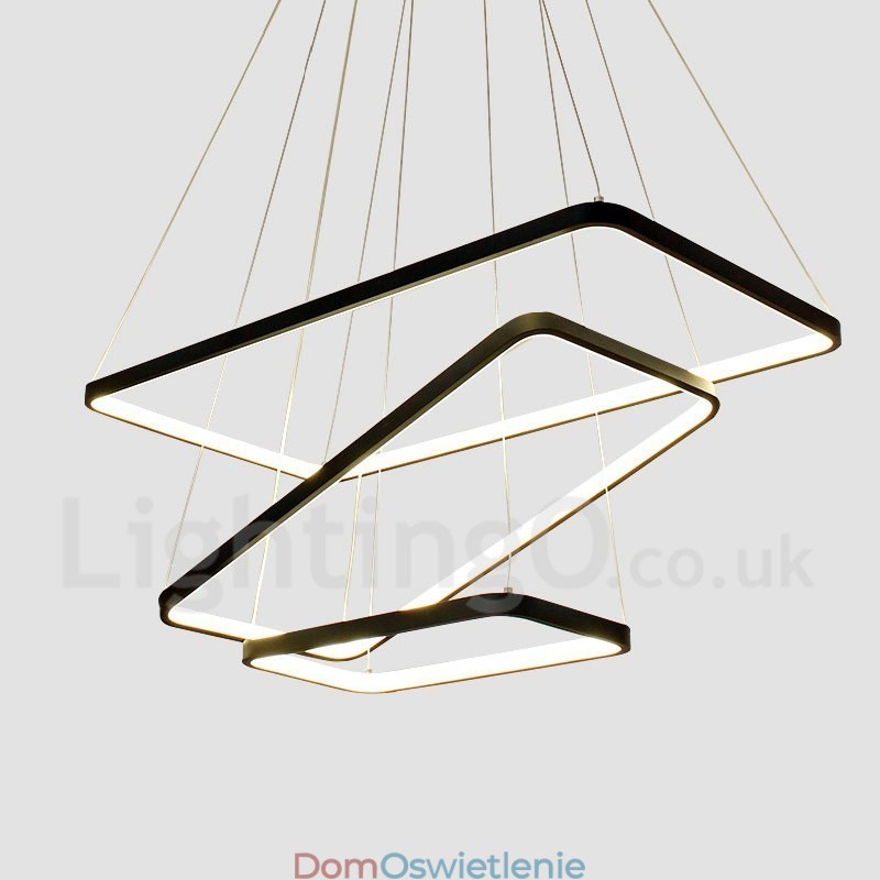 Ściemnialna lampa wisząca z pilotem zdalnego sterowania, nowoczesny design, trzy prostokąty