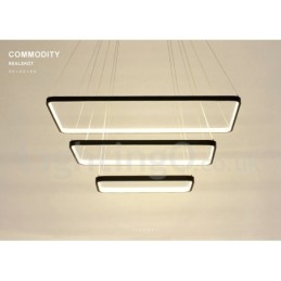 Ściemnialna lampa wisząca z pilotem zdalnego sterowania, nowoczesny design, trzy prostokąty