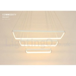 Ściemnialna lampa wisząca z pilotem zdalnego sterowania, nowoczesny design, trzy prostokąty
