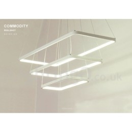 Ściemnialna lampa wisząca z pilotem zdalnego sterowania, nowoczesny design, trzy prostokąty