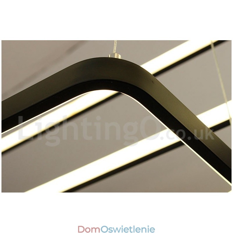 Ściemnialna lampa wisząca z pilotem zdalnego sterowania, nowoczesny design, trzy prostokąty