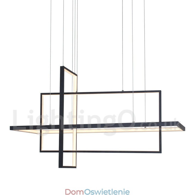 Ściemnialna lampa wisząca z pilotem zdalnego sterowania, nowoczesny design, trzy prostokąty