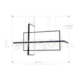 Ściemnialna lampa wisząca z pilotem zdalnego sterowania, nowoczesny design, trzy prostokąty