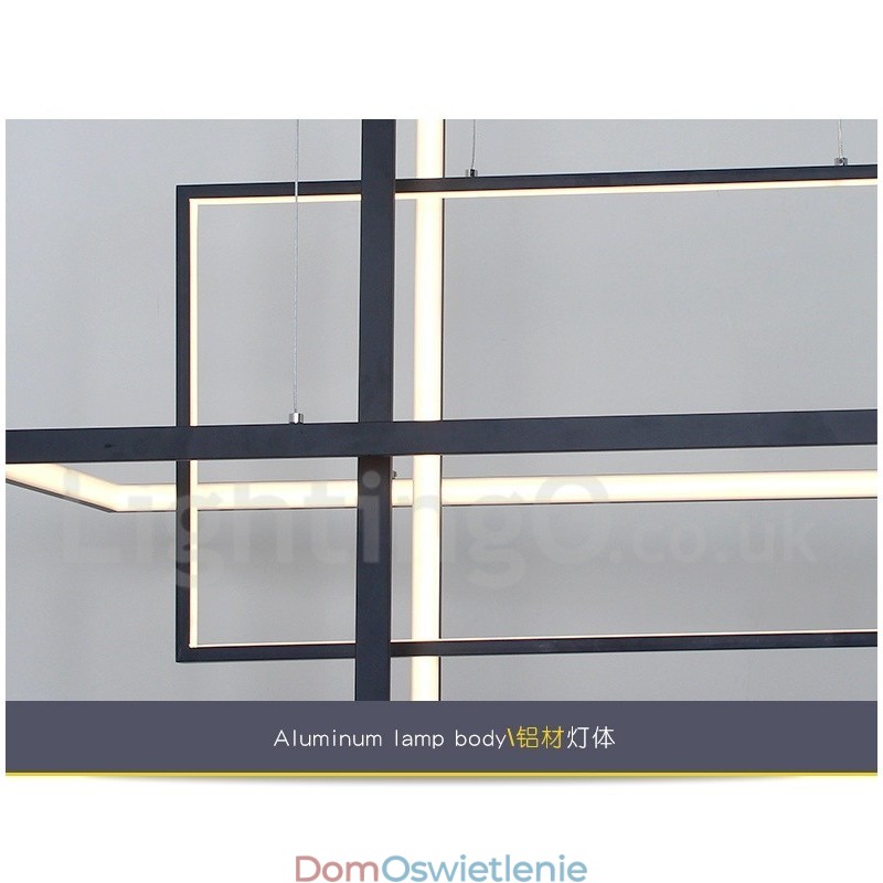 Ściemnialna lampa wisząca z pilotem zdalnego sterowania, nowoczesny design, trzy prostokąty