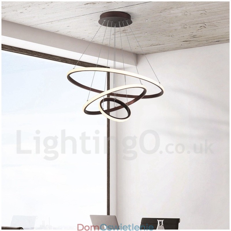 Ściemnialna lampa wisząca Outside the Circles Light z pilotem i nowoczesnym wzornictwem Pierścienie