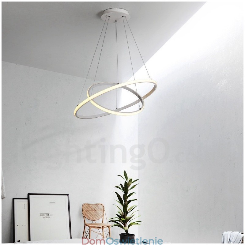Ściemnialna lampa wisząca Outside the Circles Light z pilotem i nowoczesnym wzornictwem Pierścienie
