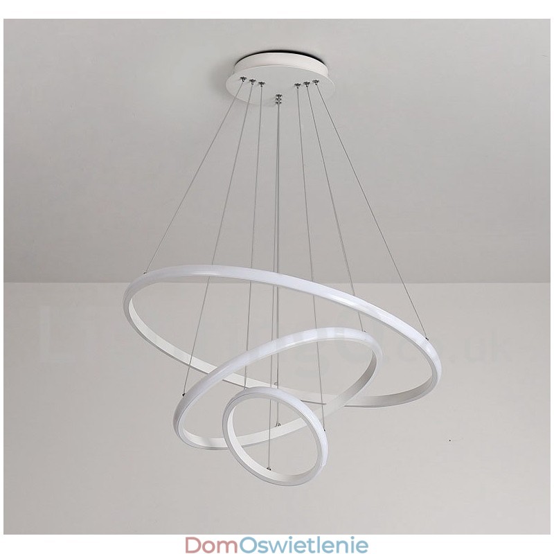 Ściemnialna lampa wisząca Outside the Circles Light z pilotem i nowoczesnym wzornictwem Pierścienie