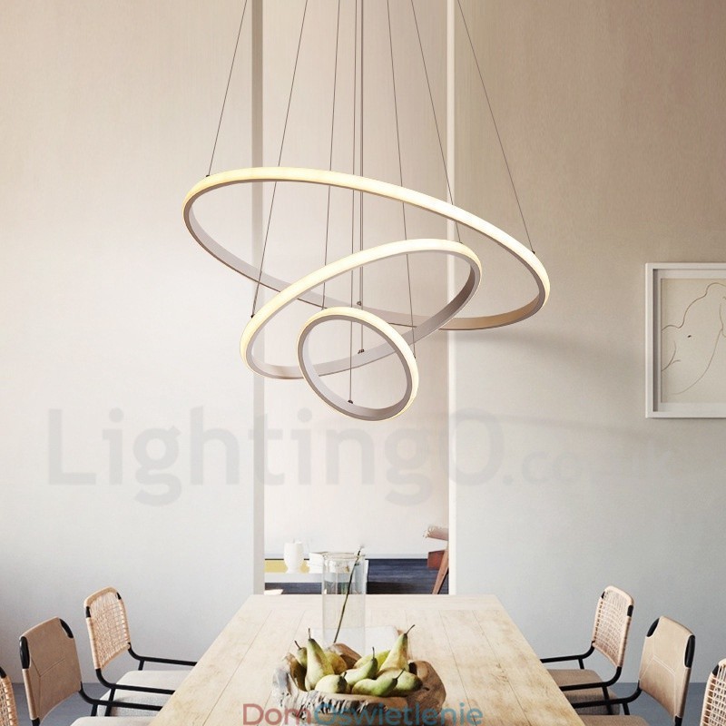 Ściemnialna lampa wisząca Outside the Circles Light z pilotem i nowoczesnym wzornictwem Pierścienie