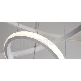 Ściemnialna lampa wisząca Outside the Circles Light z pilotem i nowoczesnym wzornictwem Pierścienie