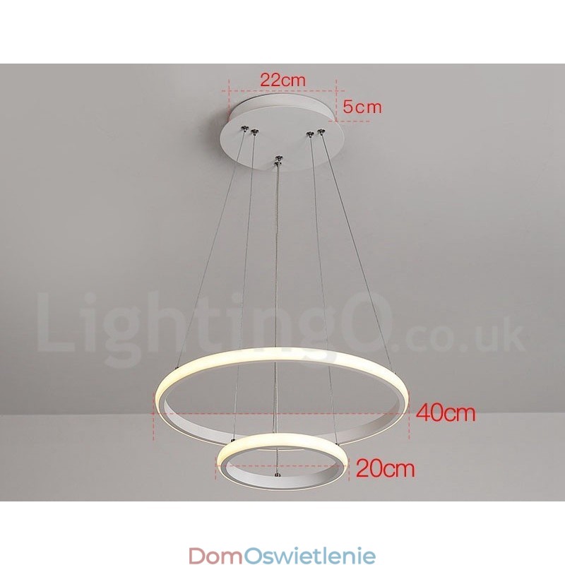 Ściemnialna lampa wisząca Outside the Circles Light z pilotem i nowoczesnym wzornictwem Pierścienie
