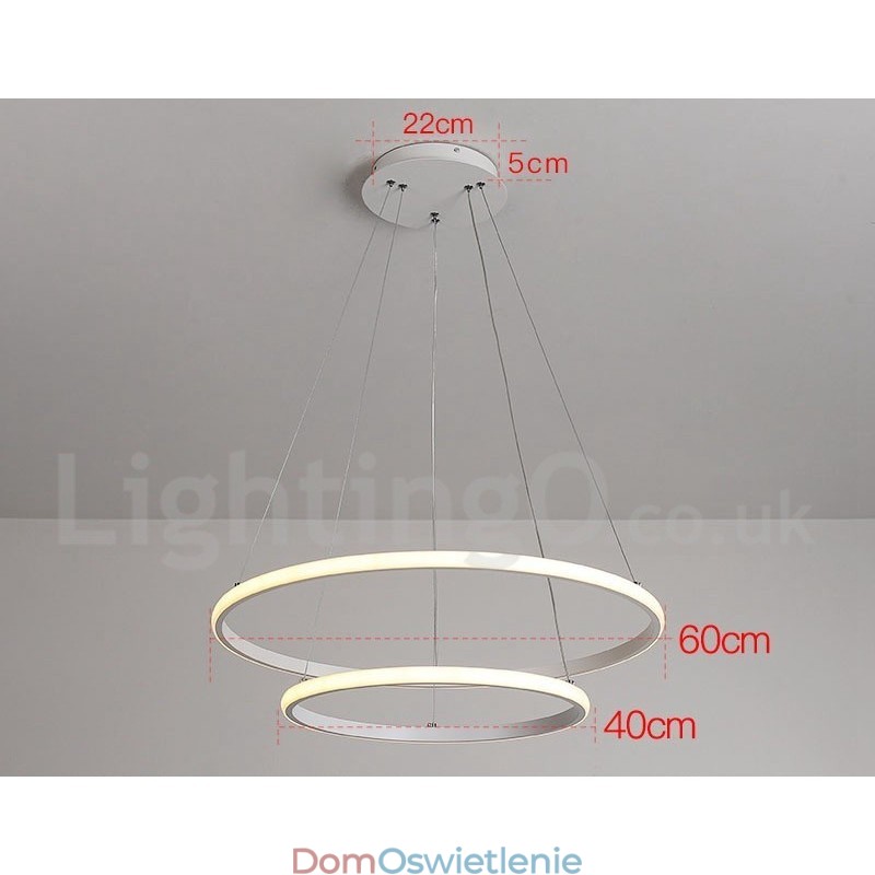 Ściemnialna lampa wisząca Outside the Circles Light z pilotem i nowoczesnym wzornictwem Pierścienie