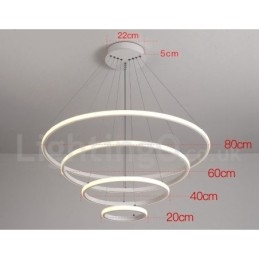 Ściemnialna lampa wisząca Outside the Circles Light z pilotem i nowoczesnym wzornictwem Pierścienie