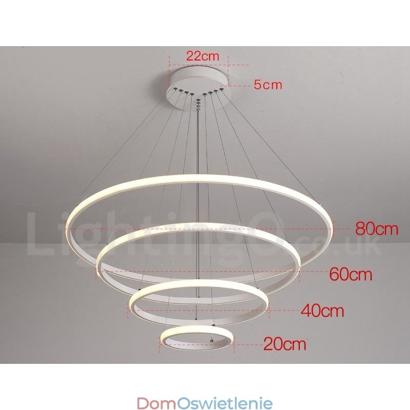 Ściemnialna lampa wisząca Outside the Circles Light z pilotem i nowoczesnym wzornictwem Pierścienie