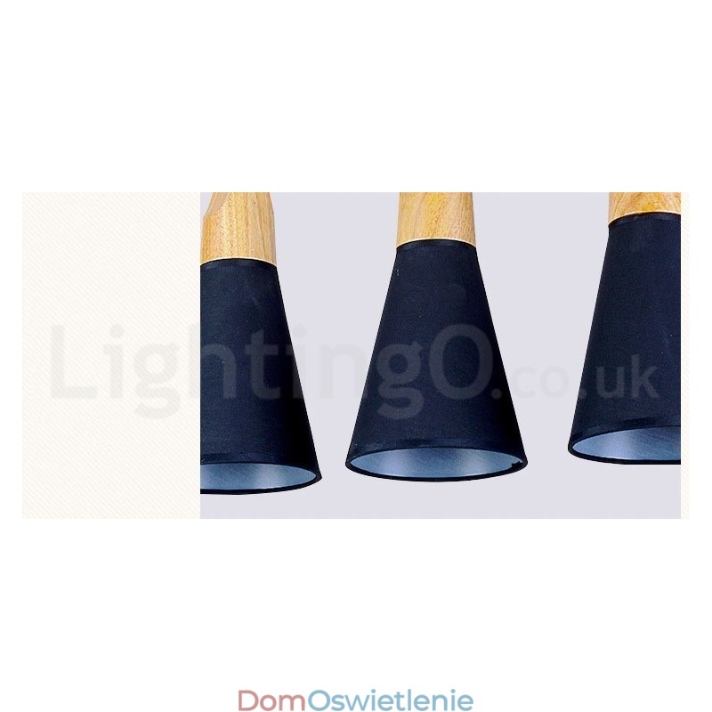 Drewniana nowoczesna lampa wisząca 1 światło 3 światła z kloszem z tkaniny