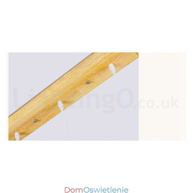 Drewniana nowoczesna lampa wisząca 1 światło 3 światła z kloszem z tkaniny