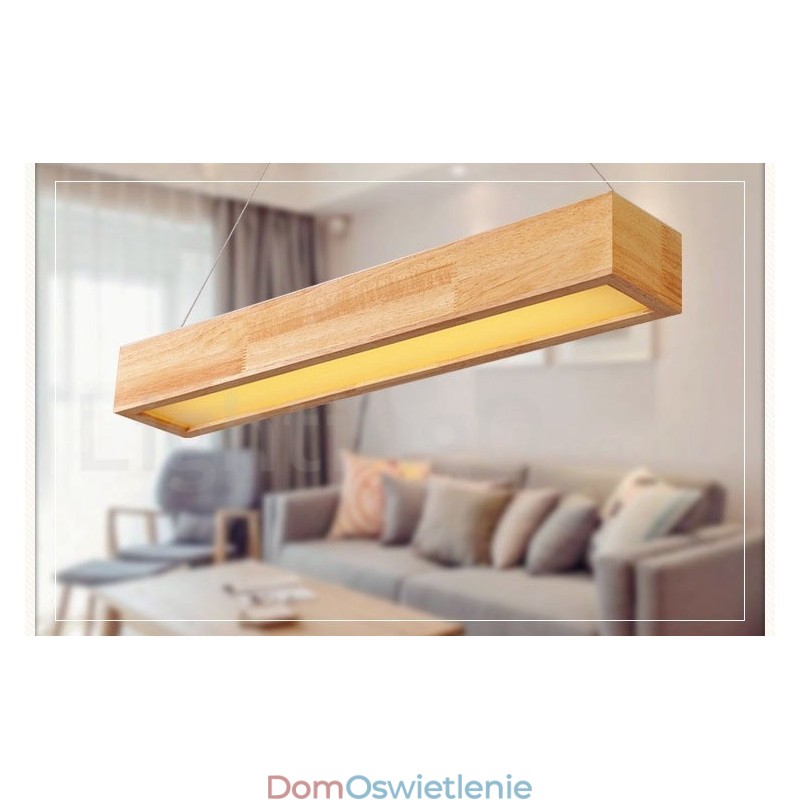 Drewniana nowoczesna długa lampa wisząca