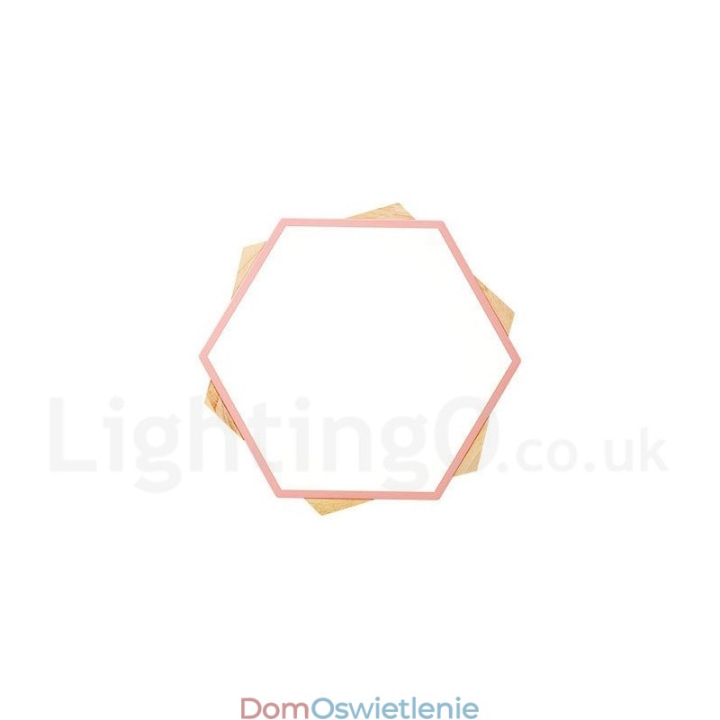 Ściemnialna wielokolorowa sześciokątna lampa sufitowa z drewna z akrylowym kloszem Lampa sufitowa w stylu nordyckim