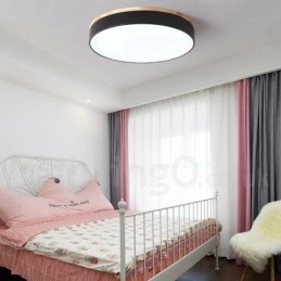 Ściemnialna wielokolorowa okrągła lampa sufitowa z drewna z akrylowym kloszem Lampa sufitowa w stylu nordyckim