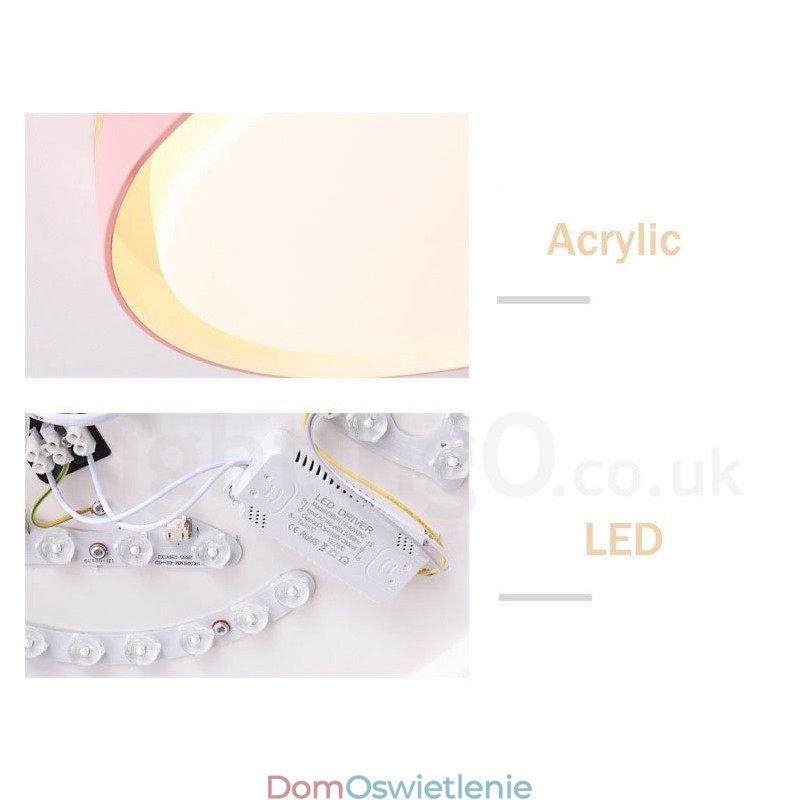 Ściemnialna wielokolorowa okrągła lampa sufitowa z drewna z akrylowym kloszem Lampa sufitowa w stylu nordyckim