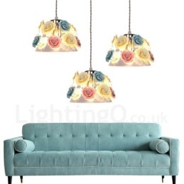 Wielokolorowa lampa wisząca sufitowa Flower Macaron z kloszem szklanym