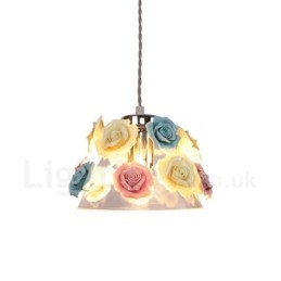 Wielokolorowa lampa wisząca sufitowa Flower Macaron z kloszem szklanym