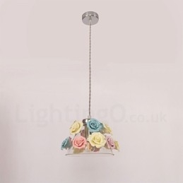 Wielokolorowa lampa wisząca sufitowa Flower Macaron z kloszem szklanym