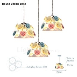 Wielokolorowa lampa wisząca sufitowa Flower Macaron z kloszem szklanym