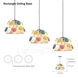 Wielokolorowa lampa wisząca sufitowa Flower Macaron z kloszem szklanym