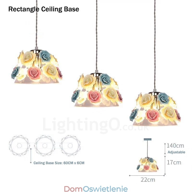 Wielokolorowa lampa wisząca sufitowa Flower Macaron z kloszem szklanym