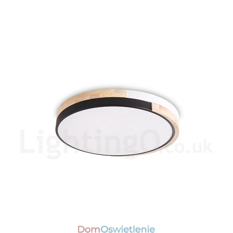 Ściemnialna wielokolorowa okrągła drewniana lampa sufitowa z akrylowym kloszem Lampa sufitowa w stylu nordyckim