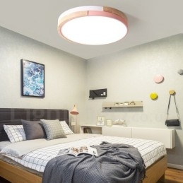 Ściemnialna wielokolorowa okrągła drewniana lampa sufitowa z akrylowym kloszem Lampa sufitowa w stylu nordyckim