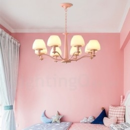 6 świateł 8 świateł wielokolorowe Macaron Wood wiszące światło z kloszami szklanymi żyrandol w stylu nordyckim