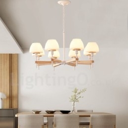 6 świateł 8 świateł wielokolorowe Macaron Wood wiszące światło z kloszami szklanymi żyrandol w stylu nordyckim