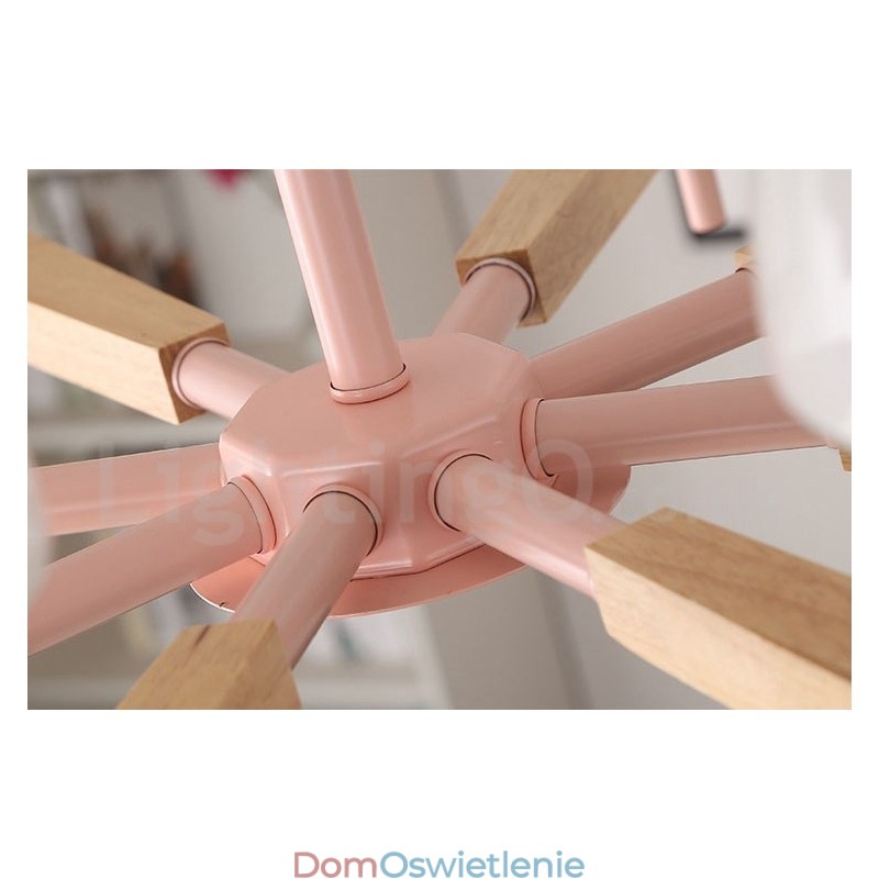 6 świateł 8 świateł wielokolorowe Macaron Wood wiszące światło z kloszami szklanymi żyrandol w stylu nordyckim