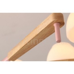 6 świateł 8 świateł wielokolorowe Macaron Wood wiszące światło z kloszami szklanymi żyrandol w stylu nordyckim