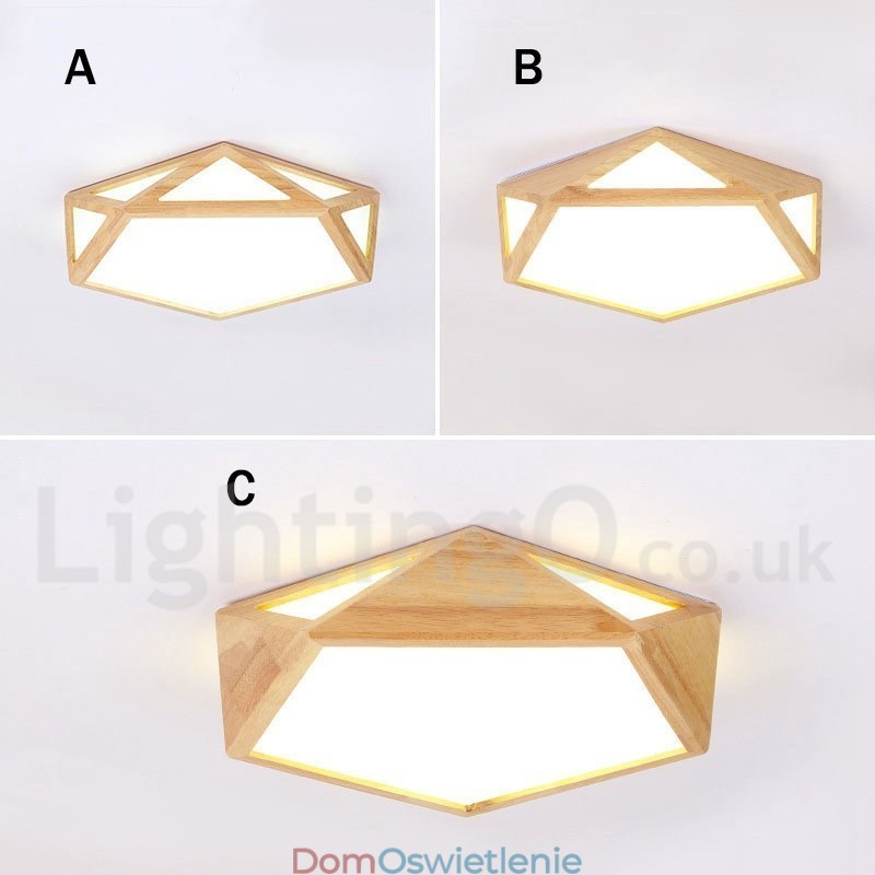Ściemnialna lampa sufitowa z drewna w wielu stylach z akrylowym kloszem, lampa sufitowa w stylu nordyckim