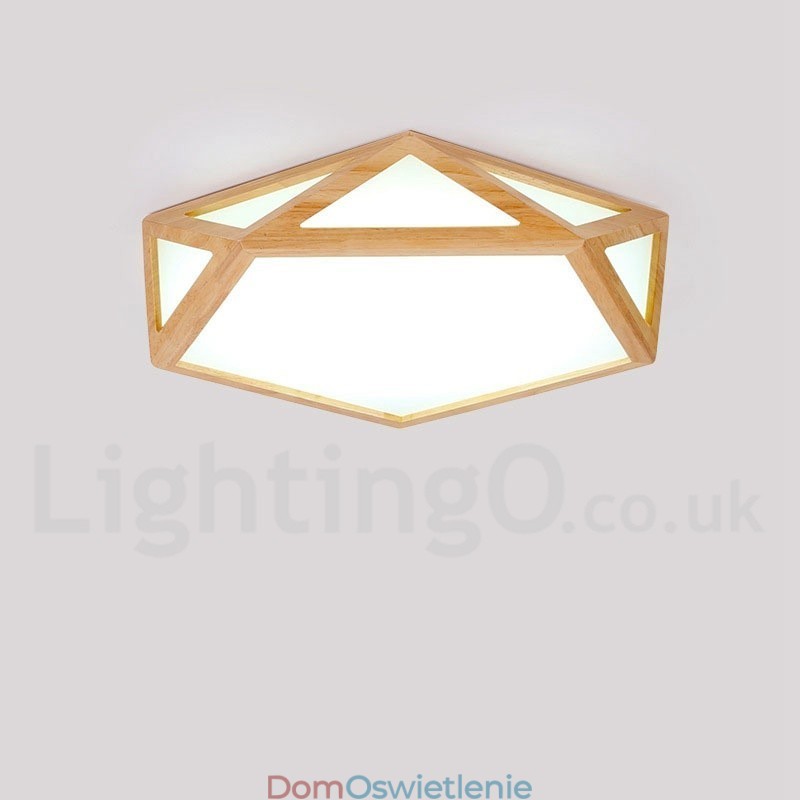 Ściemnialna lampa sufitowa z drewna w wielu stylach z akrylowym kloszem, lampa sufitowa w stylu nordyckim
