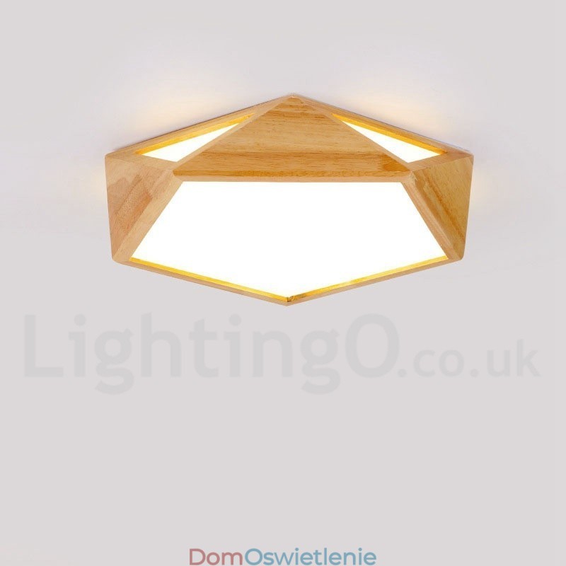 Ściemnialna lampa sufitowa z drewna w wielu stylach z akrylowym kloszem, lampa sufitowa w stylu nordyckim
