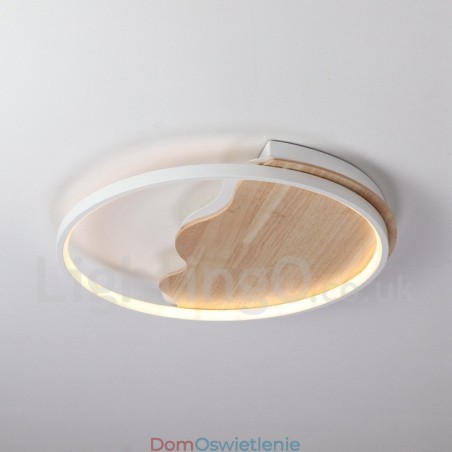 Ściemnialna biała chmura okrągła drewniana lampa sufitowa Ultracienka lampa sufitowa Może być również używana jako lampa ścienna Ściemnialna biała chmura okrągła drewniana lampa sufitowa Ultracienka lampa sufitowa Może być również używana jako lampa ścienna