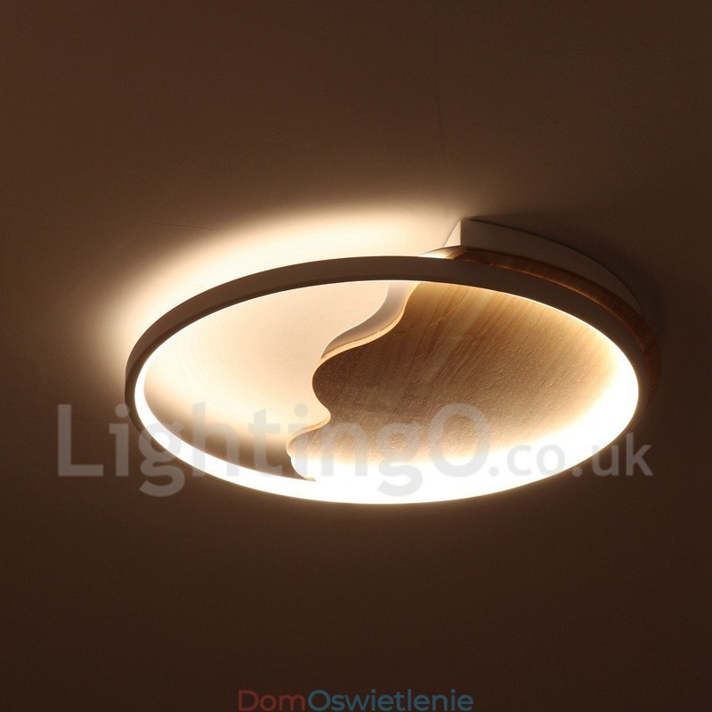 Ściemnialna biała chmura okrągła drewniana lampa sufitowa Ultracienka lampa sufitowa Może być również używana jako lampa ścienna