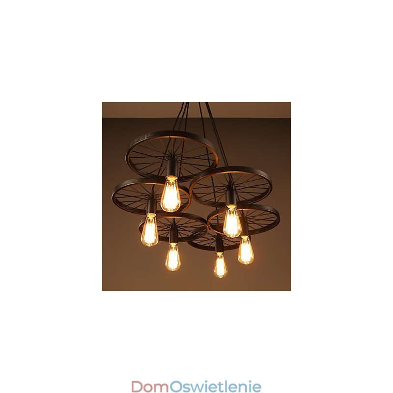 Oświetlenie Industrialny Loft Styl Kutego Żelaza Żyrandol Cafe Koło Żyrandol