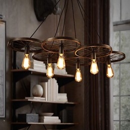 Oświetlenie Industrialny Loft Styl Kutego Żelaza Żyrandol Cafe Koło Żyrandol