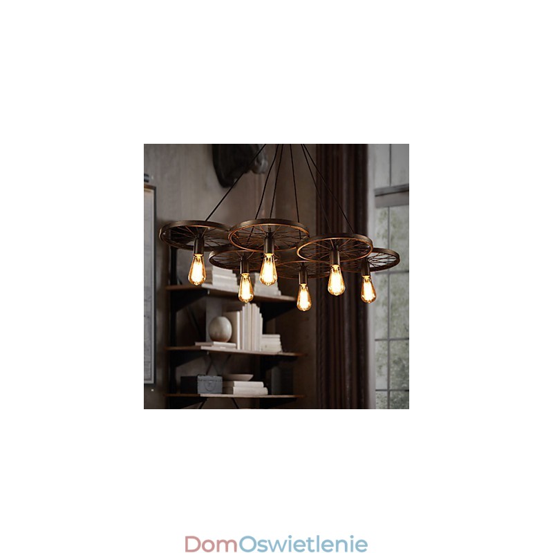 Oświetlenie Industrialny Loft Styl Kutego Żelaza Żyrandol Cafe Koło Żyrandol